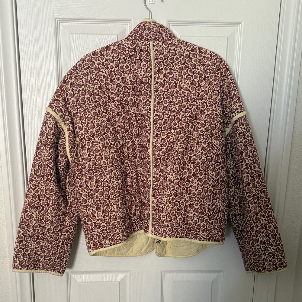 Free People Women's Teddy Jacket - Burgundy and Cream - Picture 4 of 4